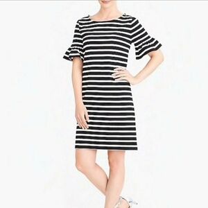 J Crew striped dress with flutter sleeves